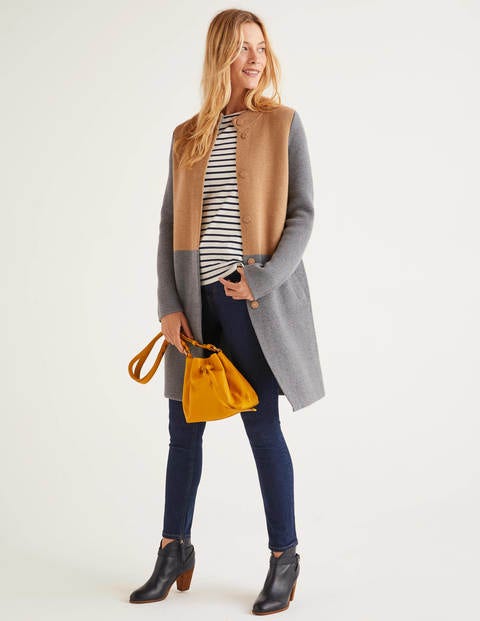Claudia Langer Cardigan - Grau Melange/Kamelbraun Claudia Langer Cardigan - Grau Melange/Kamelbraun