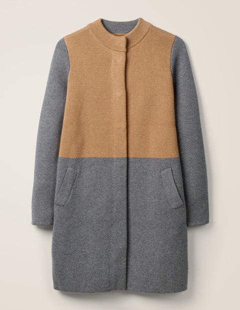 Claudia Langer Cardigan - Grau Melange/Kamelbraun Claudia Langer Cardigan - Grau Melange/Kamelbraun