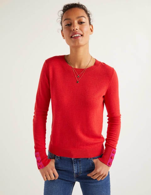 Dorset Pullover Mit Knopfleiste Am Rücken - Signalrot Dorset Pullover Mit Knopfleiste Am Rücken - Signalrot