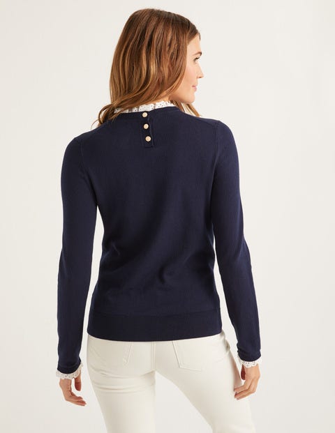 Pull Lincoln volanté en coton - Bleu marine Pull Lincoln volanté en coton - Bleu marine