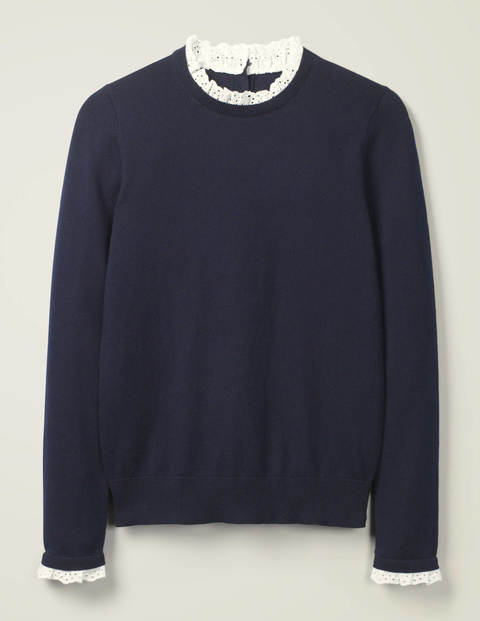 Pull Lincoln volanté en coton - Bleu marine Pull Lincoln volanté en coton - Bleu marine