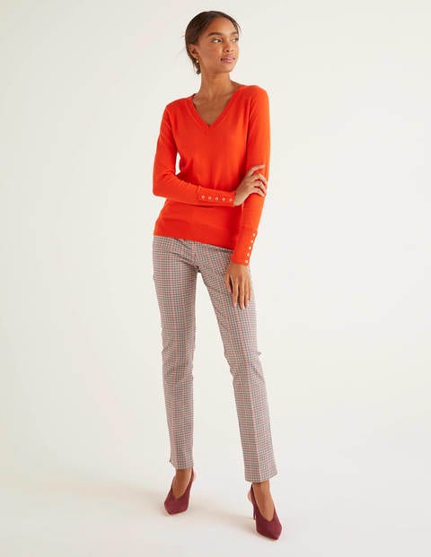 Eldon Cotton V-Neck Jumper - Orange Sunset Eldon Cotton V-Neck Jumper - Orange Sunset
