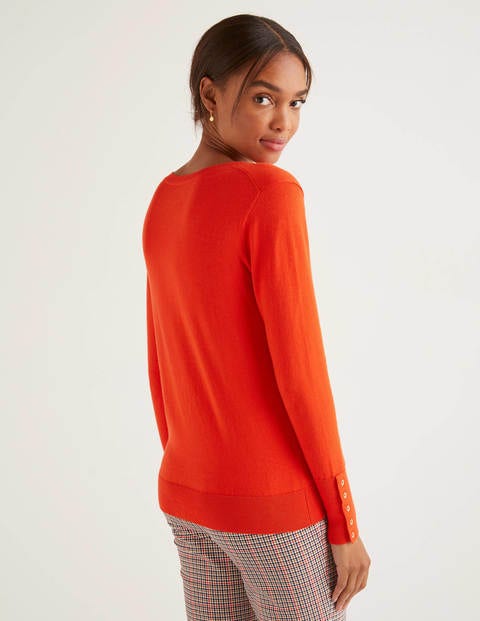Eldon Cotton V-Neck Jumper - Orange Sunset Eldon Cotton V-Neck Jumper - Orange Sunset