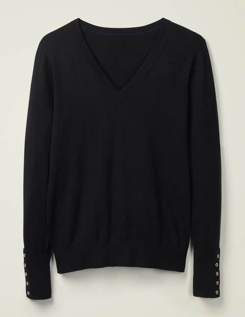 Eldon Baumwollpullover Mit V-Ausschnitt - Schwarz Eldon Baumwollpullover Mit V-Ausschnitt - Schwarz