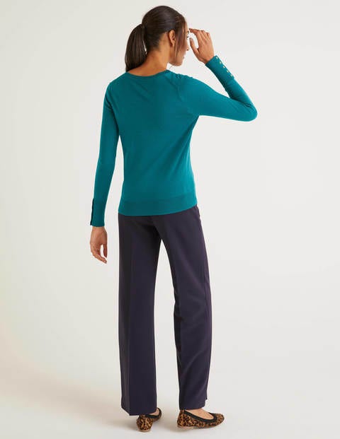 Eldon Baumwollpullover Mit V-Ausschnitt - Petrol Eldon Baumwollpullover Mit V-Ausschnitt - Petrol