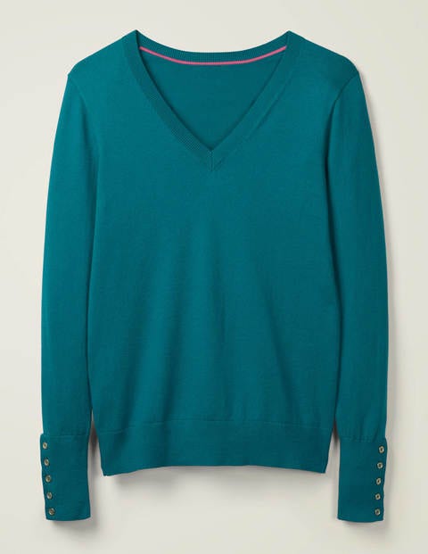 Eldon Baumwollpullover Mit V-Ausschnitt - Petrol Eldon Baumwollpullover Mit V-Ausschnitt - Petrol