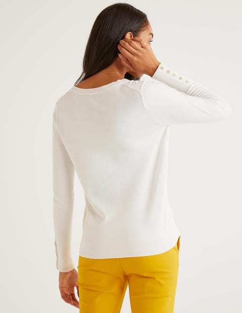 Eldon Cotton V-Neck Jumper - Ivory Eldon Cotton V-Neck Jumper - Ivory