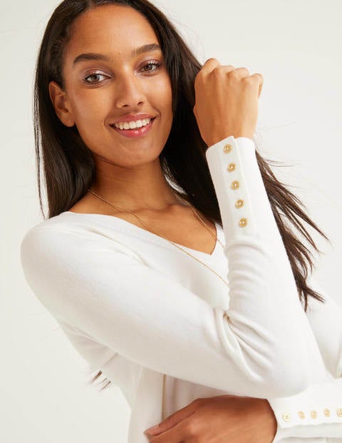 Eldon Cotton V-Neck Jumper - Ivory Eldon Cotton V-Neck Jumper - Ivory