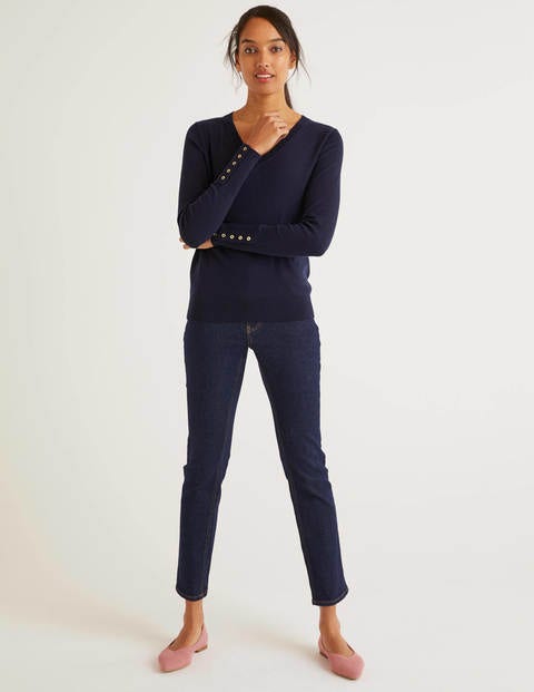 Eldon Baumwollpullover Mit V-Ausschnitt - Navy Eldon Baumwollpullover Mit V-Ausschnitt - Navy