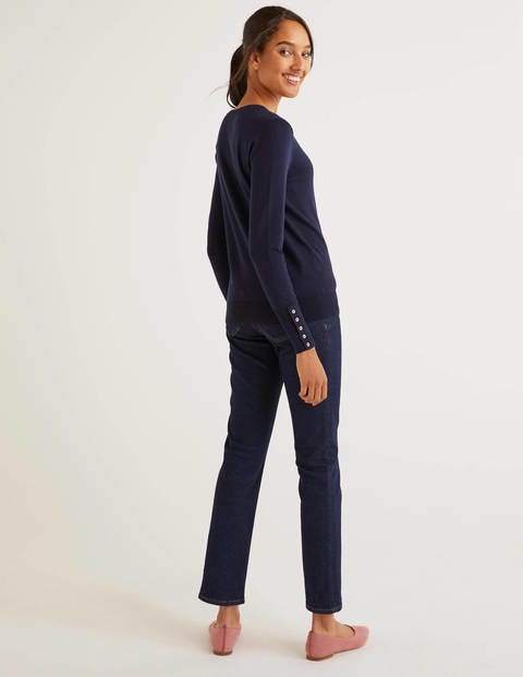 Eldon Baumwollpullover Mit V-Ausschnitt - Navy Eldon Baumwollpullover Mit V-Ausschnitt - Navy