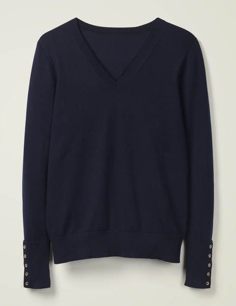 Pull col V Eldon en coton - Bleu marine Pull col V Eldon en coton - Bleu marine