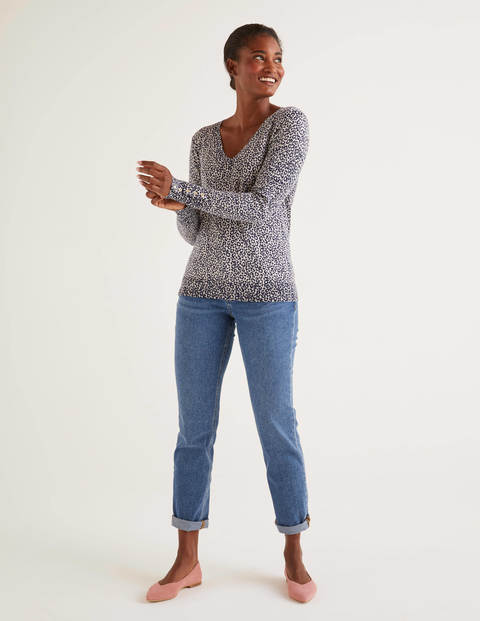Eldon Baumwollpullover Mit V-Ausschnitt - Französisches Navy, Tiermuster Eldon Baumwollpullover Mit V-Ausschnitt - Französisches Navy, Tiermuster