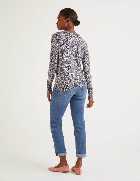 Eldon Baumwollpullover Mit V-Ausschnitt - Französisches Navy, Tiermuster Eldon Baumwollpullover Mit V-Ausschnitt - Französisches Navy, Tiermuster