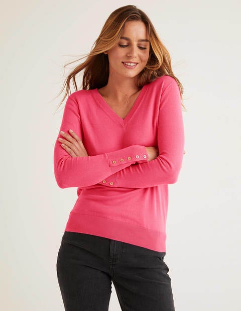 Eldon Baumwollpullover Mit V-Ausschnitt - Helles Pink Eldon Baumwollpullover Mit V-Ausschnitt - Helles Pink