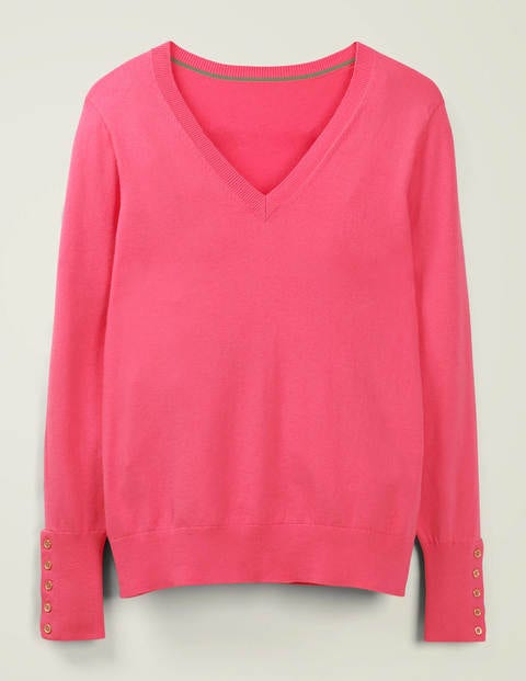 Eldon Baumwollpullover Mit V-Ausschnitt - Helles Pink Eldon Baumwollpullover Mit V-Ausschnitt - Helles Pink