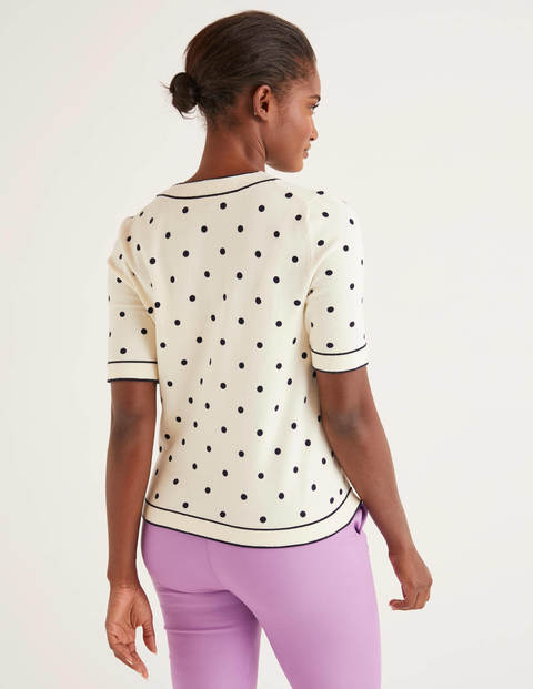 T-shirt Abingdon en maille de coton - Pois ivoire/bleu marine T-shirt Abingdon en maille de coton - Pois ivoire/bleu marine