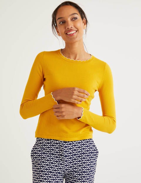 Suffolk Cotton Scallop Jumper - Tuscan Sun Suffolk Cotton Scallop Jumper - Tuscan Sun
