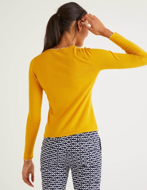 Suffolk Cotton Scallop Jumper - Tuscan Sun Suffolk Cotton Scallop Jumper - Tuscan Sun