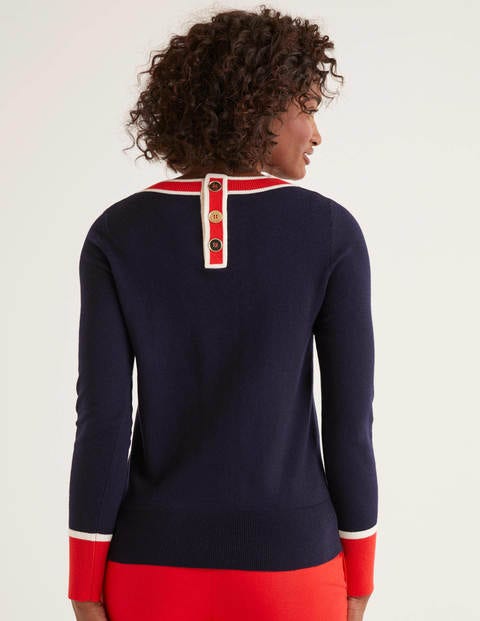 Norwich Pullover mit Knopfleiste am Rücken - Navy Norwich Pullover mit Knopfleiste am Rücken - Navy