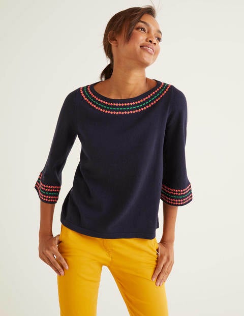 Monmouth Embroidered Jumper - Navy Monmouth Embroidered Jumper - Navy