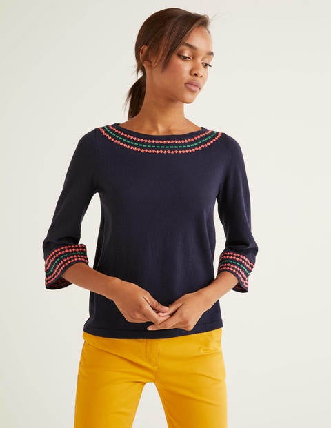 Monmouth Embroidered Jumper - Navy Monmouth Embroidered Jumper - Navy