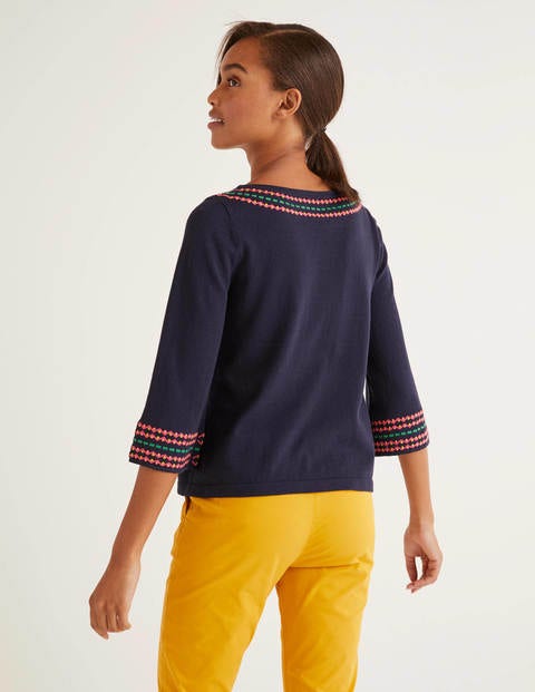 Monmouth Embroidered Jumper - Navy Monmouth Embroidered Jumper - Navy