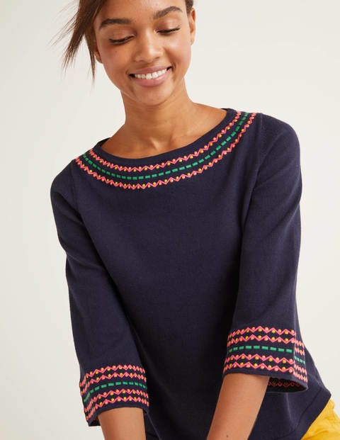 Monmouth Embroidered Jumper - Navy Monmouth Embroidered Jumper - Navy