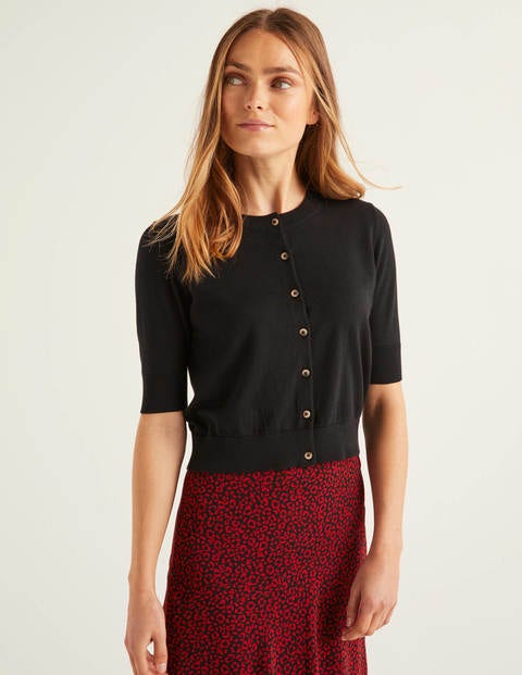 black fluffy cropped cardigan