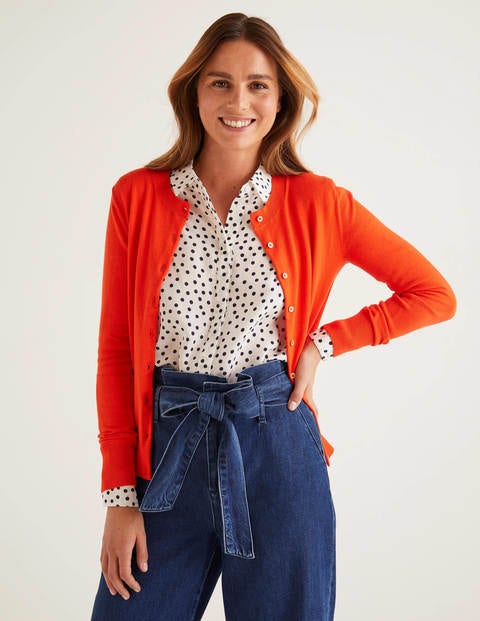 Eldon Cotton Crew Cardigan - Orange Sunset Eldon Cotton Crew Cardigan - Orange Sunset