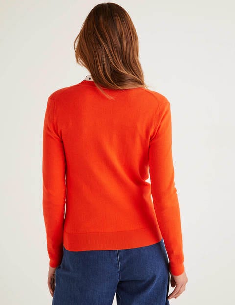 Eldon Cotton Crew Cardigan - Orange Sunset Eldon Cotton Crew Cardigan - Orange Sunset