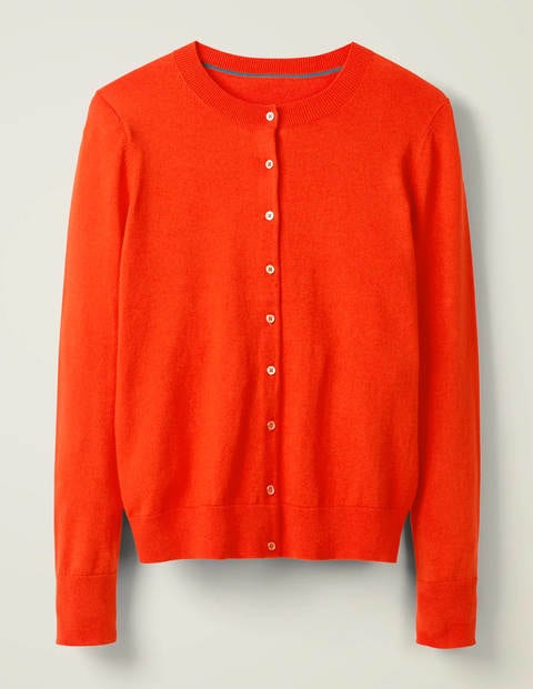 Eldon Cotton Crew Cardigan - Orange Sunset Eldon Cotton Crew Cardigan - Orange Sunset