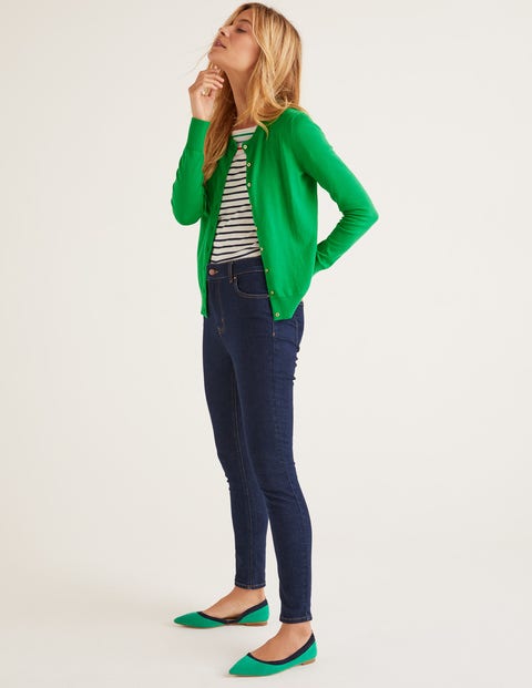 Eldon Baumwollcardigan Mit Rundhalsausschnitt - Sattes Smaragdgrün Eldon Baumwollcardigan Mit Rundhalsausschnitt - Sattes Smaragdgrün