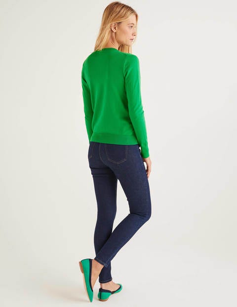 Eldon Baumwollcardigan Mit Rundhalsausschnitt - Sattes Smaragdgrün Eldon Baumwollcardigan Mit Rundhalsausschnitt - Sattes Smaragdgrün