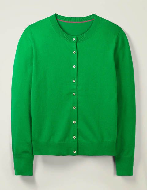 Eldon Baumwollcardigan Mit Rundhalsausschnitt - Sattes Smaragdgrün Eldon Baumwollcardigan Mit Rundhalsausschnitt - Sattes Smaragdgrün