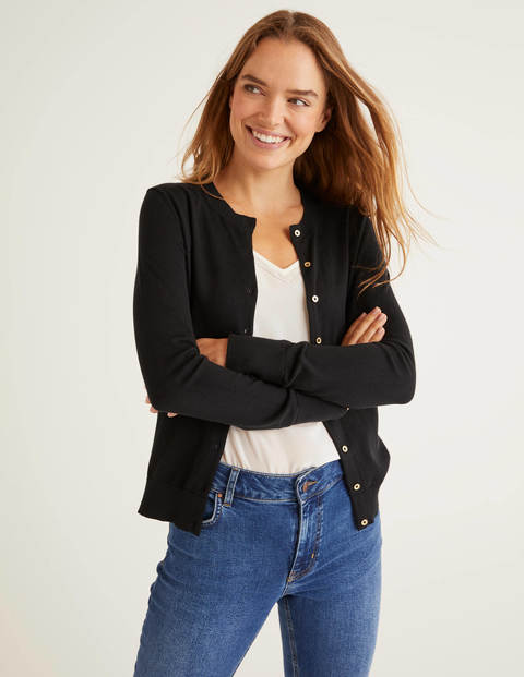 Eldon Cotton Crew Cardigan - Black Eldon Cotton Crew Cardigan - Black