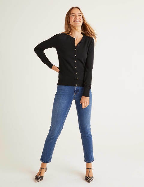 Eldon Cotton Crew Cardigan - Black Eldon Cotton Crew Cardigan - Black