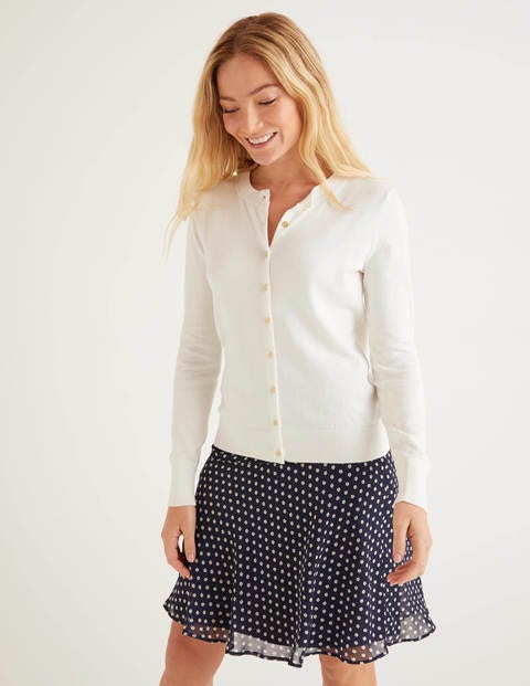 Eldon Baumwollcardigan Mit Rundhalsausschnitt - Naturweiß Eldon Baumwollcardigan Mit Rundhalsausschnitt - Naturweiß