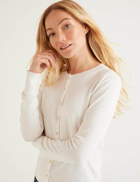 Eldon Baumwollcardigan Mit Rundhalsausschnitt - Naturweiß Eldon Baumwollcardigan Mit Rundhalsausschnitt - Naturweiß