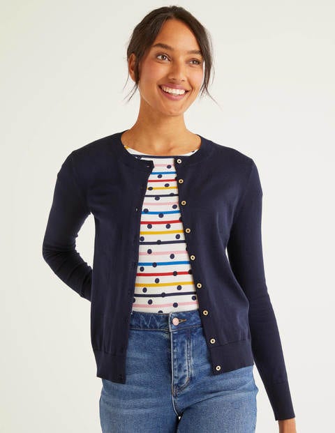 Eldon Cotton Crew Cardigan - Navy Eldon Cotton Crew Cardigan - Navy