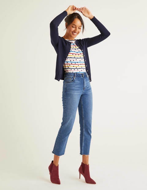 Eldon Cotton Crew Cardigan - Navy Eldon Cotton Crew Cardigan - Navy