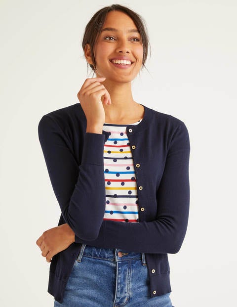 Eldon Cotton Crew Cardigan - Navy Eldon Cotton Crew Cardigan - Navy