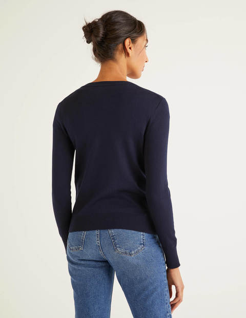 Eldon Cotton Crew Cardigan - Navy Eldon Cotton Crew Cardigan - Navy