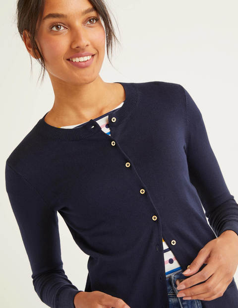 Eldon Cotton Crew Cardigan - Navy Eldon Cotton Crew Cardigan - Navy