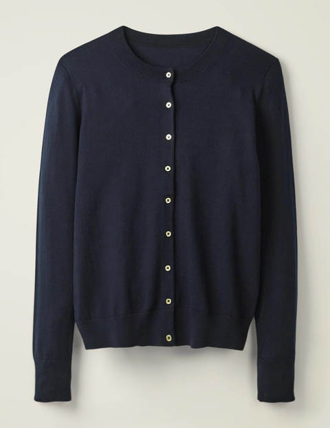 Eldon Baumwollcardigan mit Rundhalsausschnitt - Navy Eldon Baumwollcardigan mit Rundhalsausschnitt - Navy