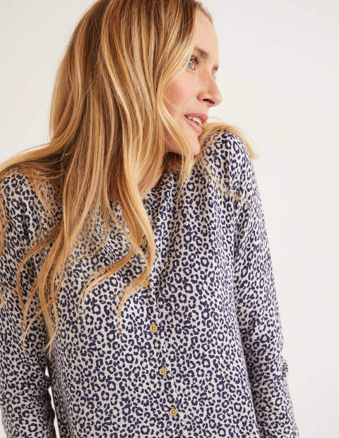 Cardigan Eldon en coton - Motif animal bleu marine profond Cardigan Eldon en coton - Motif animal bleu marine profond