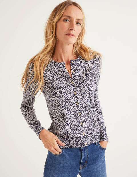 Cardigan Eldon en coton - Motif animal bleu marine profond Cardigan Eldon en coton - Motif animal bleu marine profond