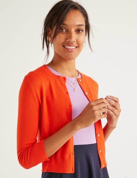 Cardigan court Eldon en coton - Orange crépuscule Cardigan court Eldon en coton - Orange crépuscule