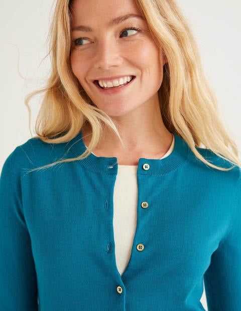 Eldon Cotton Crop Cardigan - Vibrant Teal Eldon Cotton Crop Cardigan - Vibrant Teal