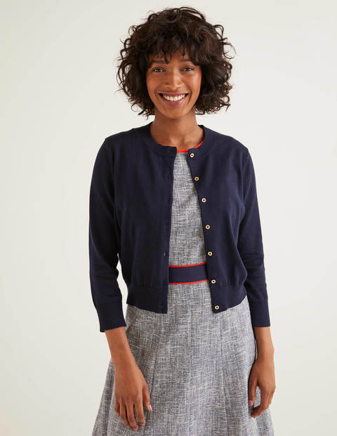 Eldon Cotton Crop Cardigan - Navy Eldon Cotton Crop Cardigan - Navy