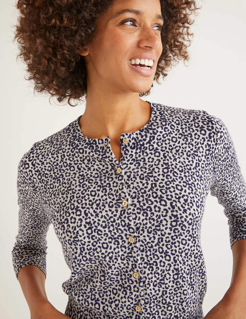 Eldon Cotton Crop Cardigan - French Navy Animal Eldon Cotton Crop Cardigan - French Navy Animal